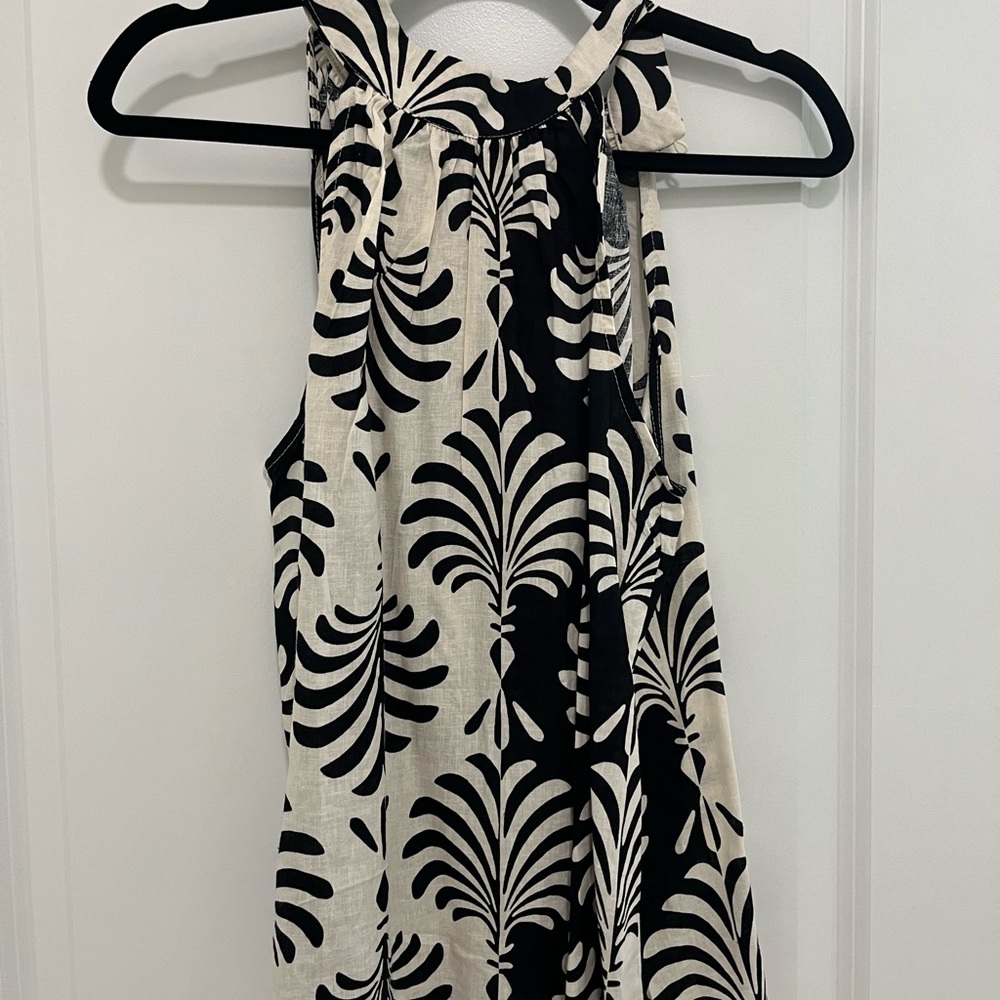 Chic Black and White Patterned Halter Top